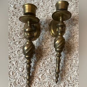 VINTAGE BRASS WALL SCONCE CANDLE HOLDERS